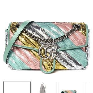 Gucci Green, Pink, Yellow, and Silver Sequin Shoulder Bag